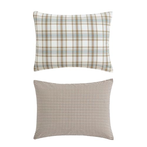 Queen Size Comforter Set with Shams - Ashland Plaid Brown - Rustic Bedding