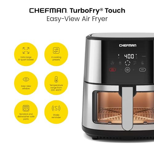 Chefman 8 Qt Air Fryer with Viewing Window & Digital Control - Stainless Steel