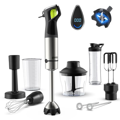 Ganiza 1200W Handheld Immersion Blender - 9-in-1 Black Kitchen Mixer