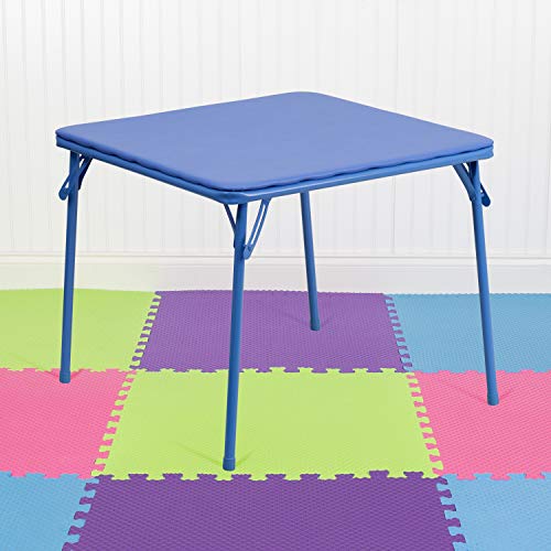 Flash Furniture Mindy Kids Blue Folding Table for Toddlers, 24x24 Inch, Safety Lock