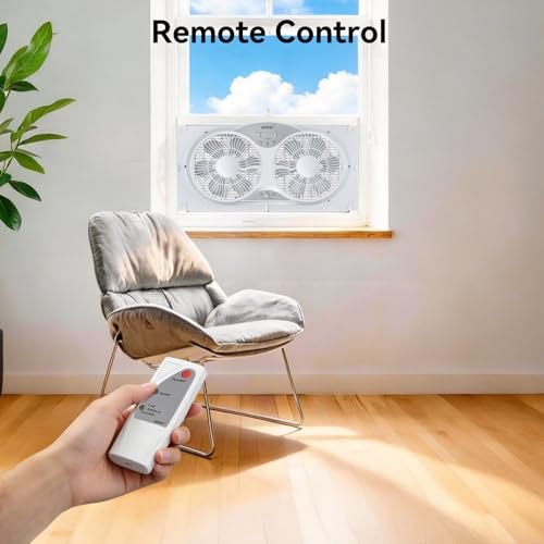 9-Inch Twin Window Fan with Reversible Airflow and Remote Control