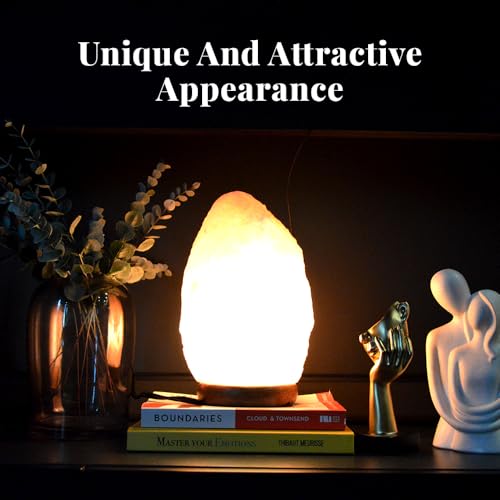 Extra Large Himalayan Pink Salt Lamp - 10-12 Inch Tall, 11-15 lbs, Hand-Carved Crystal Rock with Wooden Base, Dimmable Cord & Bulb Included