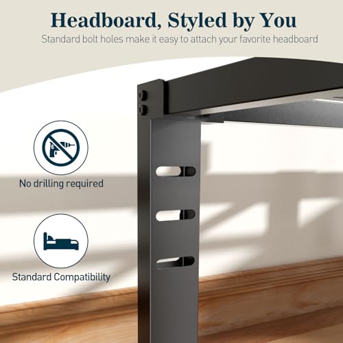 King Size Bed Frame 14 Inch Heavy Duty Metal Platform No-Squeak, King (U.S. Standard)