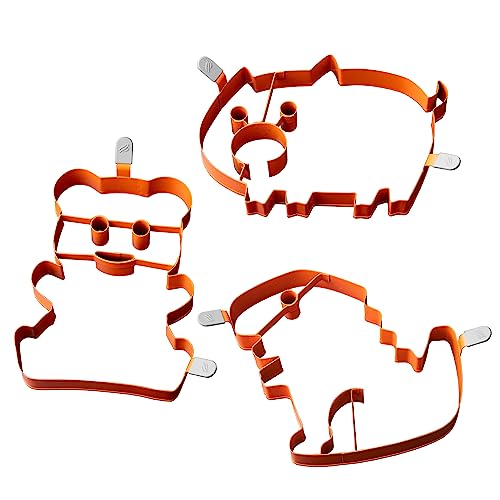 Kids & Adults Pancake Art Kit with 3 Animal Molds & Squeeze Bottles
