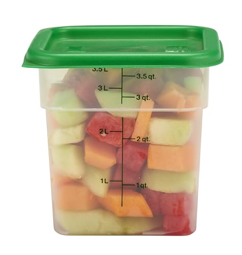 Cambro 4 QT Square Food Storage Container with Green Lid - BPA-Free, Microwave Safe, 2 Pack