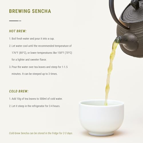 Japanese Green Loose Leaf Tea - Sencha Hatsuzumi 3.5oz - Authentic Sencha Tea, Shizuoka Grown, Rich Flavor, Fresh & Natural
