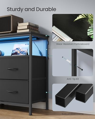 SONGMICS Wide 6-Drawer Dresser in Ink Black with Open Shelf - 13.8"D x 57.8"W x 26.8"H