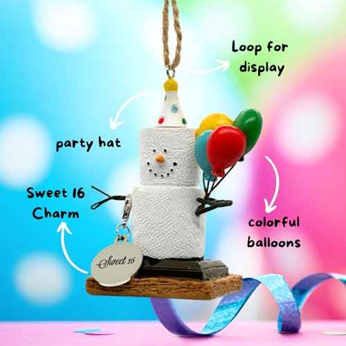S¡¯More Birthday Ornaments for Christmas Tree, Desk, Shelf - Happy Birthday Ornaments Sweet 16