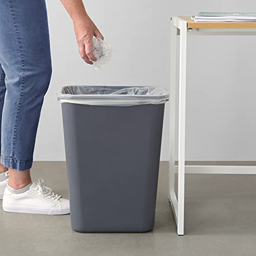 Grey 10 Gallon Commercial Office Wastebasket - 2 Pack