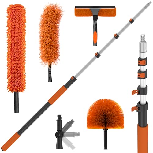 TONYINGO 5-24FT Telescoping Duster Kit with Extension Pole & Window Squeegee