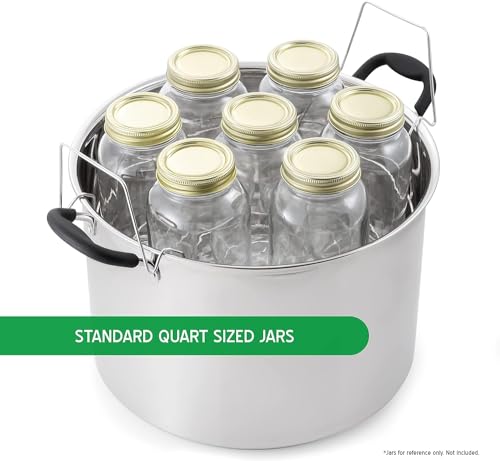 Prep•N•Cook 21.5Qt Induction Stainless Steel Water Bath Canner - Includes Glass Lid & Jar Rack