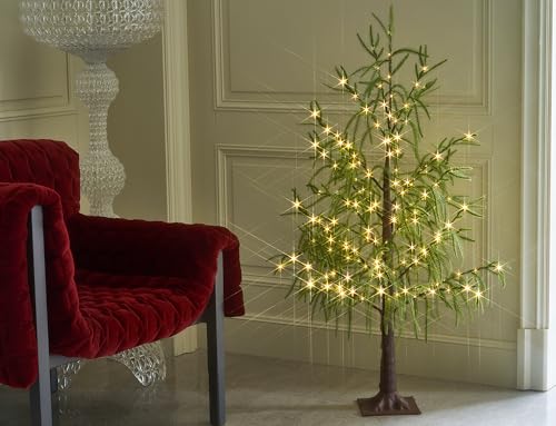 4FT Lighted Norfolk Pine Tree with 180 LED Fairy Lights Indoor Outdoor Holiday Decor