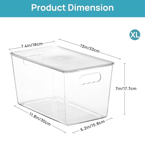 XL Stackable Clear Storage Bins with Lids - 16 Pack, 13" x 7.4" x 7"