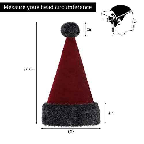 Black Plush Christmas Santa Hat,Personalized Unisex Xmas Hat for Adults