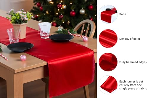 MDS 15 Pc Red Satin Table Runner 12 x 108 Inch - Pack for Wedding