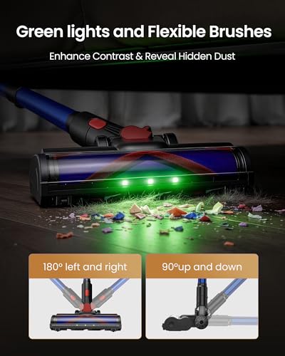 Cordless Stick Vacuum Cleaner 650W 55Kpa with 70-Min Runtime, Self-Standing, Anti-Tangle