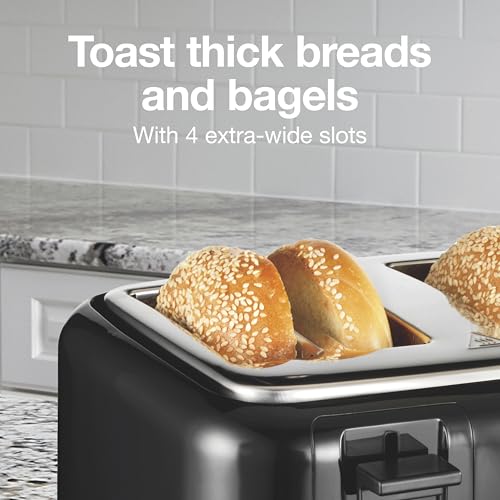 Proctor Silex 4-Slice Toaster Black with Extra Wide Bagel Slots