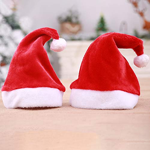 Red Santa Hat with White Cuffs - Short Plush Christmas Adult Costume Hat