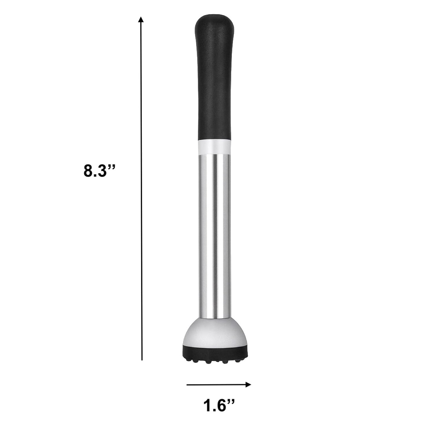 Natier Stainless Steel 8.5" Cocktail Muddler, Professional Drink Muddler for Mojitos, Lemons, and Fruit Cocktails, Durable Bartender Tool with Non-Scratch Nylon Head, Dishwasher Safe
