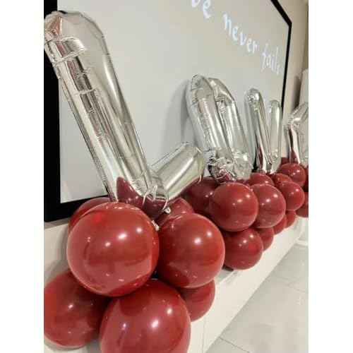 Ruby Red Balloons 100 pcs Dark Red Latex Balloon Different Sizes 18 12 10 5 Inch Premium Helium Balloons for Balloon Garland Arch Birthday Party Wedding Valentine's Day Christmas Decorations