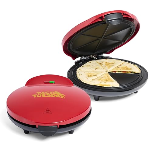10-Inch Quesadilla Maker with 6 Wedges & Extra Stuffing Latch - Red