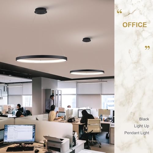 AIRYPHANT 23.6-Inch Black Inward Light Ring LED Pendant Chandelier Dimmable for Dining & Living Rooms