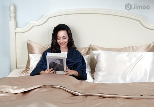 Silk Pillow Cases for Hair and Skin - 20x26 Inches Ivory White 2 Pack