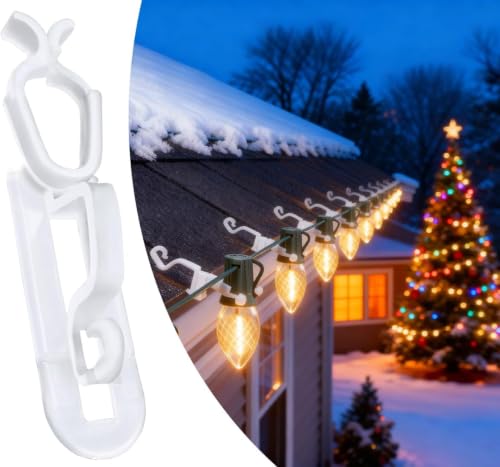 Christmas Light Clips 200PCS Gutter for Hanging Outdoor Lights, All