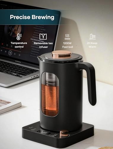 INTASTING Electric Kettle with Infuser - 1L, Dark Gray, Precise Temp Control