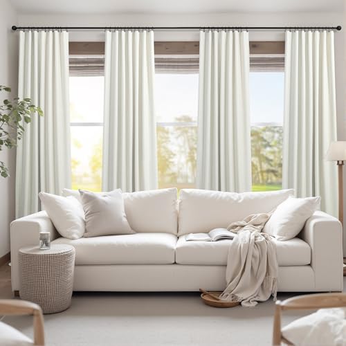 DANCURTON 52x84-Inch Linen Blend Blackout Curtains 2 Panels - Natural