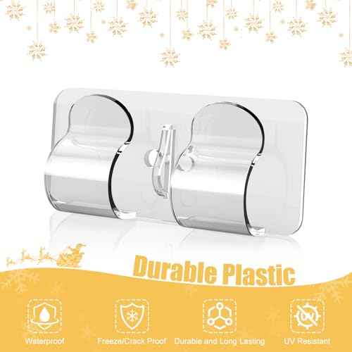 Brightown Christmas Light Clips, 30 Hooks for Outdoor String Lights and 35 Adhesive Strips, String Light Hooks for Indoor Outdoor String Lights Christmas Decor Wall Fireplace Ceiling