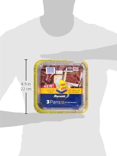 Reynolds Kitchens Aluminum Pans - Durable With Lids | Blue, 8x8 Inch, 3 Count Set