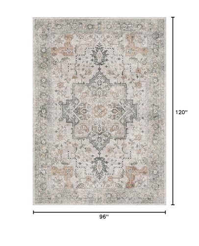 GENIMO 8x10 Light Taupe Brown Washable Area Rug - Non Slip Living Room Decor