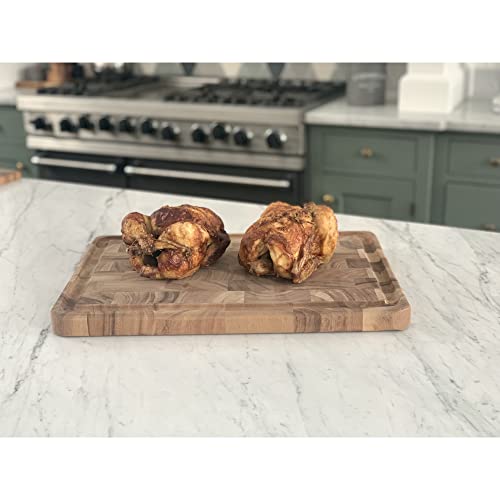 End Grain Acacia Wood Cutting & Serving Board with Juice Channel - 20 x 14 Inches