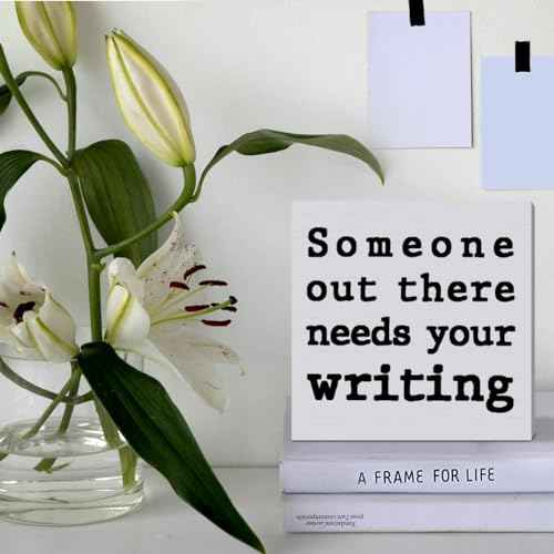 Writer Gifts for Women Men, Author Novelist Writing Lover Journalist Christmas Birthday Gifts Writer Home Office Desk Decor Wooden Box Sign, Someone Out There Needs Your Writing