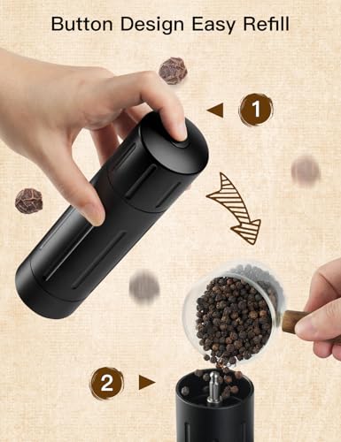 Professional Manual Pepper Grinder - Adjustable Coarseness, Heavy Duty Aluminum Mill