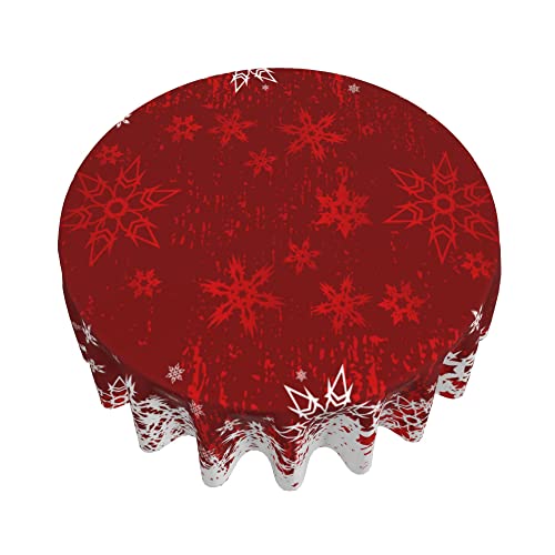 SHAPTOY Red Christmas Round Tablecloth 60 Inch Snowflake Holiday Decor
