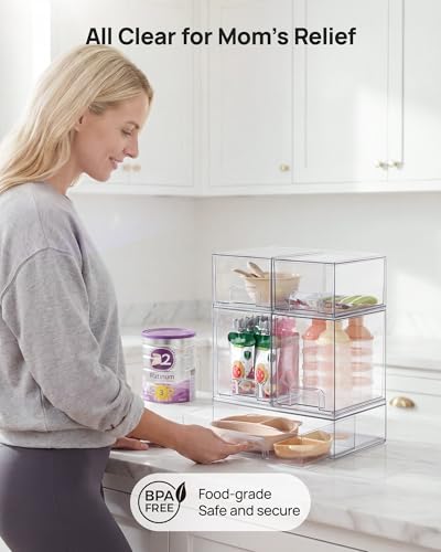 Vtopmart Stackable Acrylic Storage Drawers Set of 5 with Small, High & Wide Bins