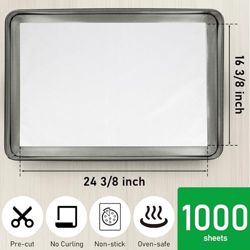 EcoDispose 1000 Pcs Precut Parchment Paper Baking Sheets, 16-3/8" x