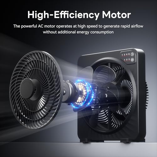 PNTCK 13-Inch Matte Black Quiet Desk Fan with 3-Speed, 5 Blades, Timer & Touch Control