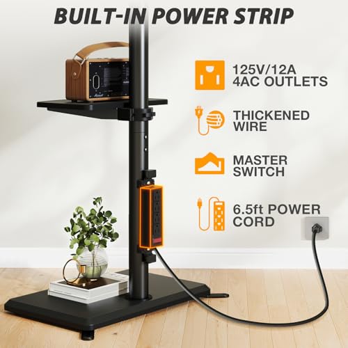 Floor TV Stand with Power Outlet for 32-65 Inch TVs up to 88 lbs – Adjustable Height & Swivel