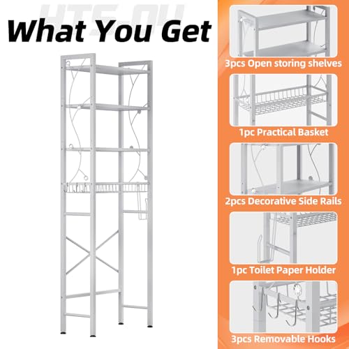 Salakita Pure White Over-The-Toilet Storage Rack 4-Tier Bathroom Organizer Shelf