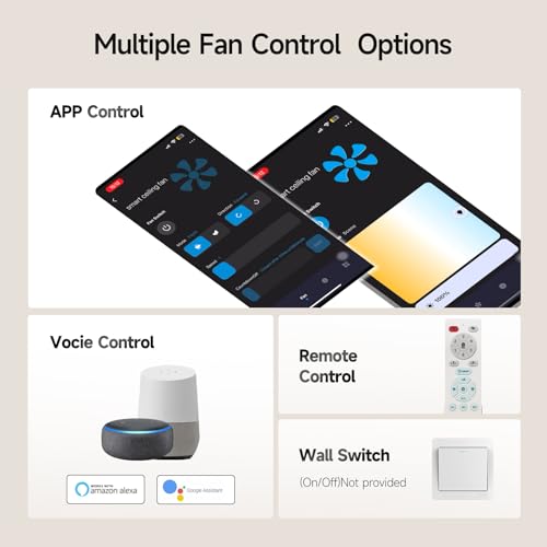 52-Inch Smart Ceiling Fan with Lights, Alexa & Google Compatible, White