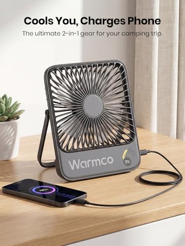 Warmco D3 10000mAh Portable Travel Fan, 7-inch Wide, 10-24H Battery