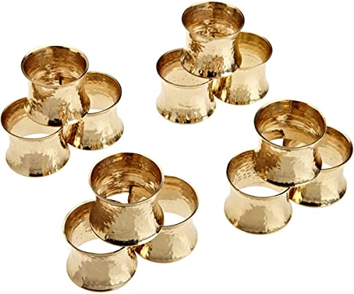 DII Hammered Gold Decorative Napkin Ring Set, 12 Count