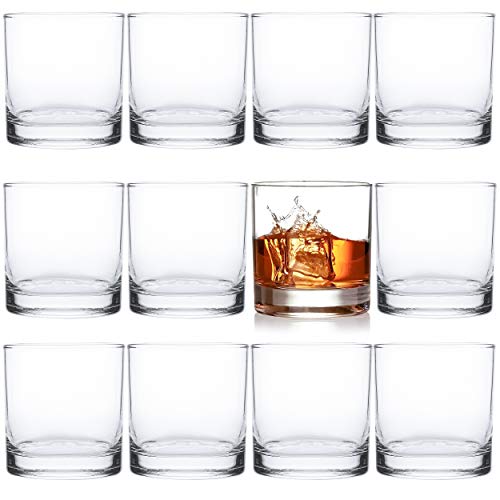 Kingrol 12 Pack 10 oz Rocks Glasses - Lead-Free Old Fashioned Whiskey Glasses Set