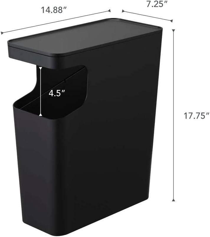 YAMAZAKI home Tower Side table and Trash can Black