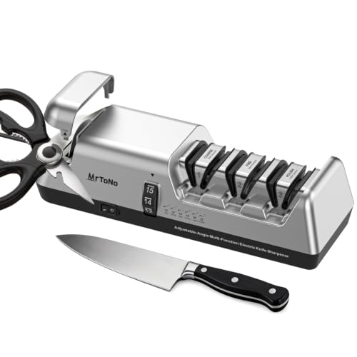 Electric Knife and Scissor Sharpener with Adjustable 12°–22° Angles, 3-Stage System