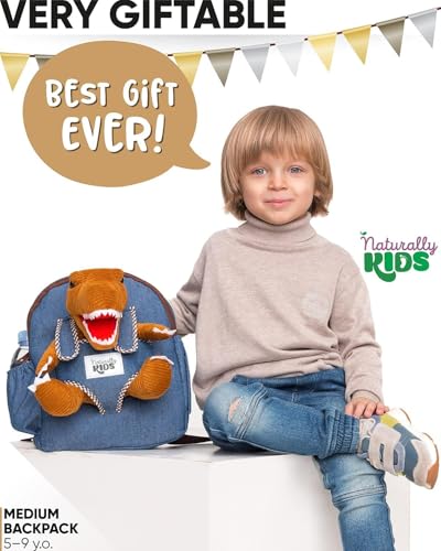 Toddler Dinosaur Backpack with Plush T-Rex Toy - Medium, Brown - Variation of THIS listing 01 Dinosaur / Medium