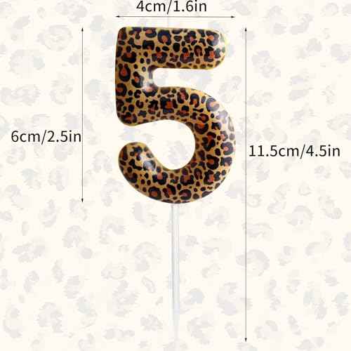 Leopard Print Birthday Candles Number 21,Cheetah Printing Birthday Number Candles, Animal Birthday Party Decorations Safari Candle Cake for Girls Gifts Anniversary Party Supplies